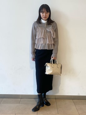 「タートルネック」｜「アイテム（ボストンバッグ）」を使った、naoさん（レディース・158cm）の冬コーディネート