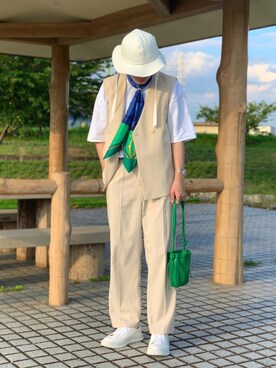「MAISON SPECIAL（メゾンスペシャル）のアイテム（帽子）」を使った、makiさん（メンズ・173cm）の秋コーディネート