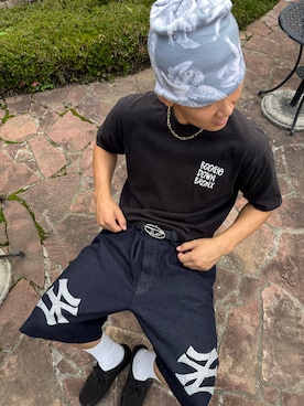 「アイテム（ニットキャップ/ビーニー）」を使った、mamanyu1528さん（メンズ・173cm・20代）の夏コーディネート
