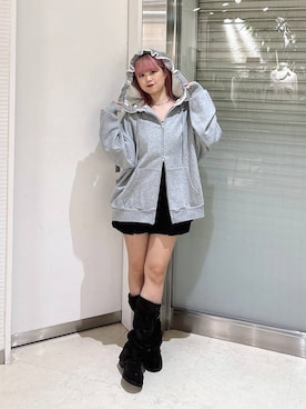 「JEANASIS（ジーナシス）のスラウチミドルブーツ/1052546（ブーツ、ブラック系）」を使った、archangramさん（レディース）の秋コーディネート