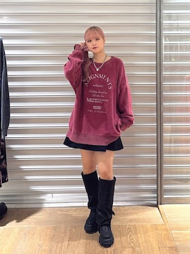 「JEANASIS（ジーナシス）のルーズFITロングブーツ/581263（ブーツ）」を使った、archangramさん（レディース・153cm）の秋コーディネート