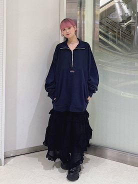 「JEANASIS（ジーナシス）のボリュームフリルスカート/1068016（スカート、ブラック系）」を使った、archangramさん（レディース）の秋コーディネート