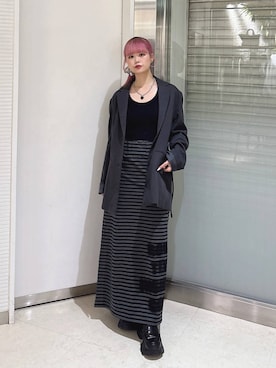 「JEANASIS（ジーナシス）のガラスハート2レンネックレス/1056979（ネックレス、ブラック系）」を使った、archangramさん（レディース）の秋コーディネート