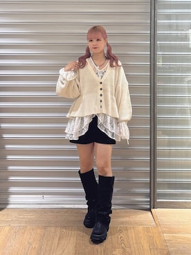 「JEANASIS（ジーナシス）のルーズFITロングブーツ/581263（ブーツ）」を使った、archangramさん（レディース・153cm）の秋コーディネート