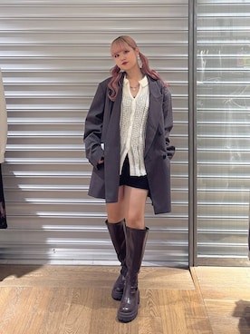 「JEANASIS（ジーナシス）のサキソニーパワショルジャケット/525969（テーラードジャケット）」を使った、archangramさん（レディース・153cm）の秋コーディネート