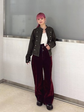 「JEANASIS（ジーナシス）のナポレオンジャケット/1069803（ノーカラーコート、グリーン系）」を使った、archangramさん（レディース）の秋コーディネート
