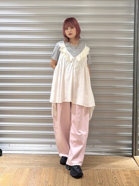 「JEANASIS（ジーナシス）のキリカエボリュームローファー/573242（ローファー、ブラック系）」を使った、archangramさん（レディース）の春コーディネート