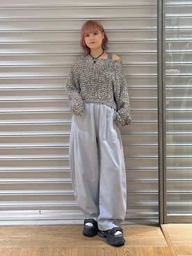「JEANASIS（ジーナシス）のチビラメカップインタンク/326152（タンクトップ、グレー系）」を使った、archangramさん（レディース）の春コーディネート