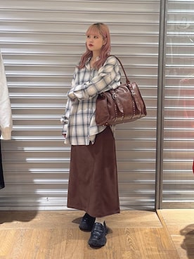 アソートチェックシャツLS/157636を使った人気ファッション