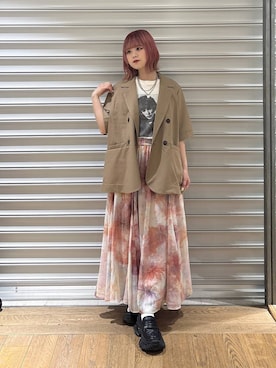 「JEANASIS（ジーナシス）のキリカエボリュームローファー/573242（ローファー、ブラック系）」を使った、archangramさん（レディース）の春コーディネート