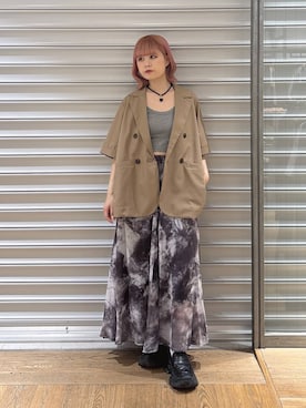 「JEANASIS（ジーナシス）のチビラメカップインタンク/326152（タンクトップ、グレー系）」を使った、archangramさん（レディース）の春コーディネート
