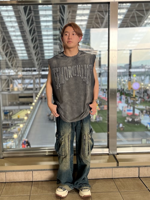 人気【DankeSchon/ダンケシェーン】PIGMENT SPRAY ノースリーブ DankeSchon/ダンケシェーン/PIGMENT SPRAY NOSLEEVES STUDS