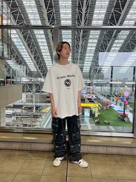 「WHITELAND（ホワイトランド）のアイテム（Tシャツ/カットソー）」を使った、ゆーまさん（メンズ・164cm）の夏コーディネート