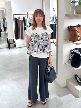 「Elura（エルーラ）のワントップスネークチェーンネックレス/641621（ネックレス、シルバー系）」を使った、atsukoさん（レディース・162cm）の春コーディネート