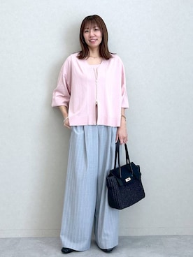 「Elura（エルーラ）のVカットスクエアフラットシューズ/597583（パンプス、ブラック系）」を使った、atsukoさん（レディース・162cm）の夏コーディネート