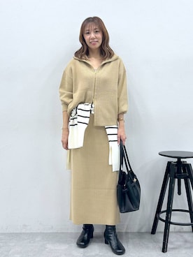 「アイテム（カーディガン/ボレロ）」を使った、atsukoさん（レディース・162cm・40代）の秋コーディネート