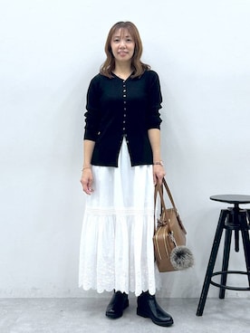 「アイテム（カーディガン/ボレロ）」を使った、atsukoさん（レディース・162cm・40代）の冬コーディネート