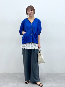 「Elura（エルーラ）の裾レースタンク/605388（タンクトップ、ホワイト系）」を使った、atsukoさん（レディース・162cm）の春コーディネート