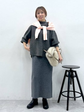 「アイテム（カーディガン/ボレロ）」を使った、atsukoさん（レディース・162cm・40代）の冬コーディネート