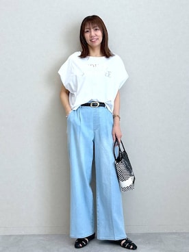 「Elura（エルーラ）のグルカパンプス/637045（パンプス、ブラック系）」を使った、atsukoさん（レディース・162cm）の夏コーディネート