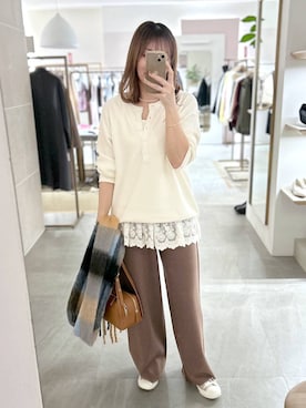 「アイテム（タンクトップ）」を使った、atsukoさん（レディース・162cm）の秋コーディネート