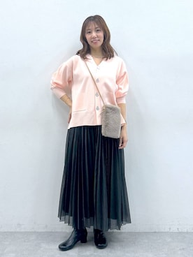 「アイテム（カーディガン/ボレロ）」を使った、atsukoさん（レディース・162cm・40代）の秋コーディネート