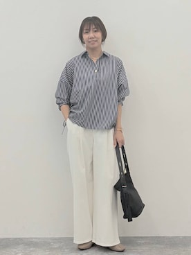 「Elura（エルーラ）のバケツドッキングバッグ/1047984（ショルダーバッグ、ブラック系）」を使った、atsukoさん（レディース・162cm）の秋コーディネート
