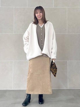 「アイテム（カーディガン/ボレロ）」を使った、atsukoさん（レディース・162cm・40代）の秋コーディネート