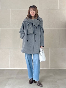 「アイテム（ピーコート）」を使った、atsukoさん（レディース・162cm・40代）の秋コーディネート