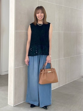 「アイテム（デニムパンツ）」を使った、atsukoさん（レディース・162cm・40代）の夏コーディネート