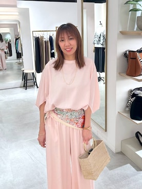 「Elura（エルーラ）の≪COTTO/コット≫リングカゴBAG/646466（トートバッグ、ホワイト系）」を使った、atsukoさん（レディース・162cm）の春コーディネート