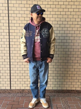 「The DUFFER of ST.GEORGE（ザダファーオブセントジョージ）のアイテム」を使った、AAKKIIさん（メンズ・172cm）の冬コーディネート