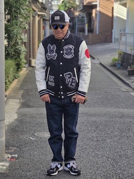 「アイテム（キャップ）」を使った、A A K K I Iさん（メンズ・172cm）の冬コーディネート