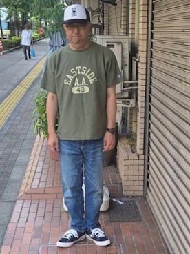 「アイテム（シューズ、ブルー系）」を使った、aallii＊さん（メンズ・162cm）の夏コーディネート