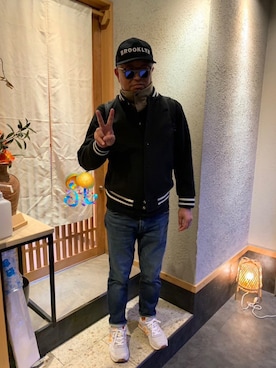 「アイテム（スタジャン）」を使った、AKIさん（メンズ・172cm）の秋コーディネート