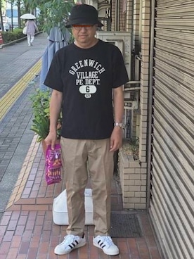 「adidas Originals（アディダスオリジナルス）の＜adidas Originals＞スーパースター82 GORE-TEX スニーカー（スニーカー、ホワイト系）」を使った、aallii＊さん（メンズ・162cm）の夏コーディネート