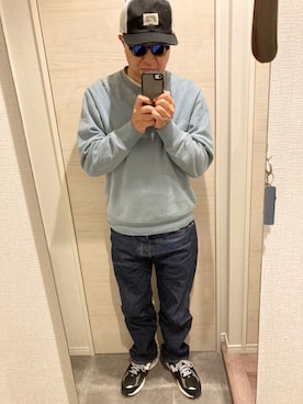 「アイテム（キャップ）」を使った、A A K K I Iさん（メンズ・172cm）の冬コーディネート