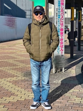 「アイテム（キャップ）」を使った、A A K K I Iさん（メンズ・172cm）の冬コーディネート