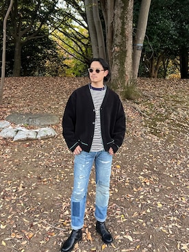 「アイテム（カーディガン/ボレロ）」を使った、sgrさん（メンズ・165cm）の秋コーディネート