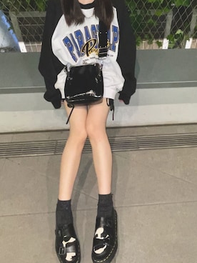 「Paragraph（パラグラフ）のアイテム（スウェット）」を使った、kokekookoさん（レディース・156cm）の夏コーディネート