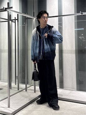 「HARE（ハレ）のアイテム（スラックス）」を使った、柊平さん（メンズ・173cm）の秋コーディネート