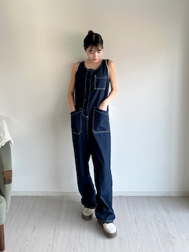 「韓国ファッション」｜「アイテム（サロペット/オーバーオール）」を使った、Sillyさん（レディース・158cm）の夏コーディネート