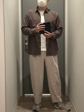 「PLUS ONE（プラスワン）のアイテム」を使った、木下さん（メンズ・177cm）の春コーディネート