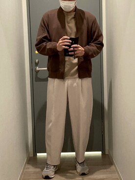 「PLUS ONE（プラスワン）のアイテム」を使った、木下さん（メンズ・177cm）の秋コーディネート