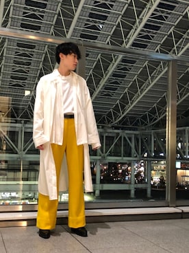 「ZARA（ザラ）のアイテム（スラックス、イエロー系）」を使った、shuheiさん（メンズ・172cm）の春コーディネート