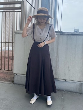 「Crisp（クリスプ）のアイテム（帽子）」を使った、ミスズさん（レディース・161cm）の夏コーディネート