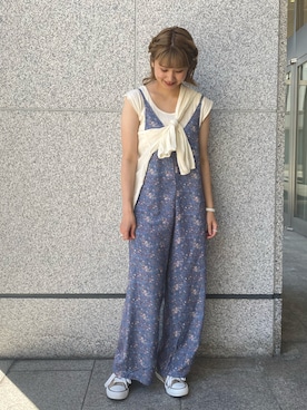 「Crisp（クリスプ）のアイテム（オールインワン・サロペット）」を使った、ミスズさん（レディース・161cm）の夏コーディネート