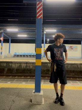 「古着のアイテム（Tシャツ/カットソー）」を使った、松下山田さん（メンズ・174cm・10代）の夏コーディネート