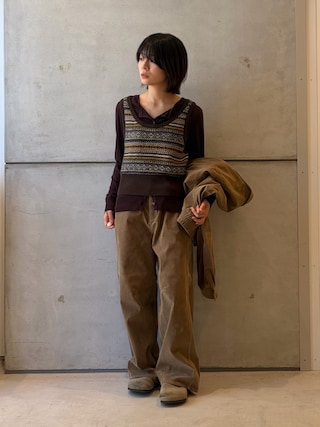 「KBF（ケイビーエフ）のピーチスキンWIDEブルゾン（ブルゾン）」を使った、永山新菜  ninさん（レディース・155cm）の秋コーディネート