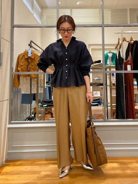 「スキッパーシャツ」｜yuko yamaguchiさん（レディース・158cm）の秋コーディネート